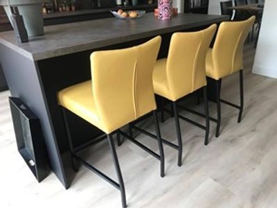 Set van 3 leren barstoelen - geel leer - Echt leer, Modern, ontdek de vele Leersoorten en Kleuren bij ShopX