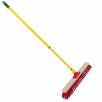 Buemag straatbezem - elaston vezel - hout - B50 cm - metalen telescoopsteel geel - 80 tot 130 cm