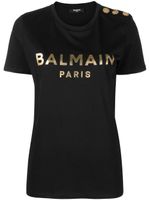 Balmain t-shirt en coton à logo imprimé - Noir