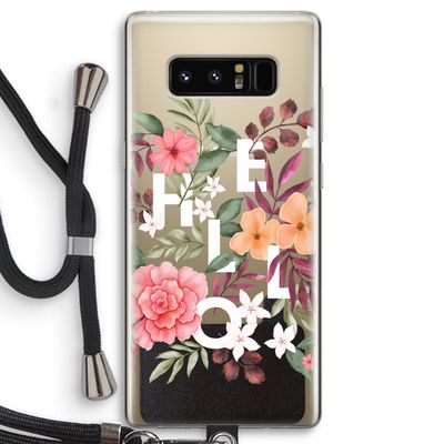 Hello in flowers: Samsung Galaxy Note 8 Transparant Hoesje met koord