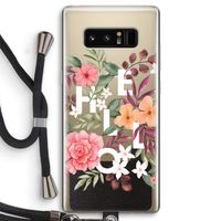 Hello in flowers: Samsung Galaxy Note 8 Transparant Hoesje met koord