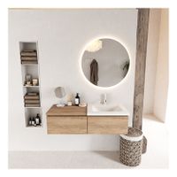 Mondiaz Bukla 120cm badmeubel met module 60 kleur washed oak met 2 lades wastafel rechts 1 kraangat kleur talc Mondiaz Bukla 120cm badmeubel met module 60 kleur washed oak met 2 lades wastafel rechts 1 kraangat kleur talc