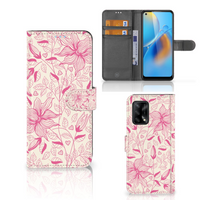 OPPO A74 4G Hoesje Pink Flowers - thumbnail