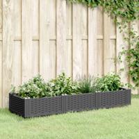 VidaXL Plantenbak met pinnen 125x40x28,5 cm polypropeen zwart