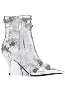 Balenciaga bottines Cagole 90 mm à desing métallisé - Argent