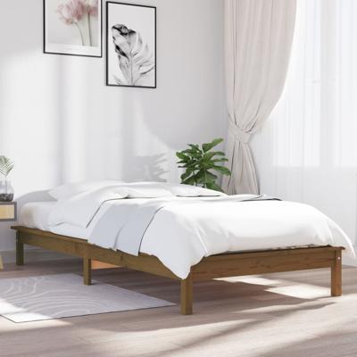 Bedframe massief grenenhout honingbruin 90x200 cm