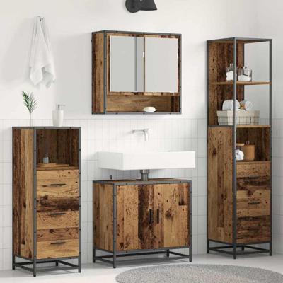Badkamermeubelset 4 pcs Oud hout 65 x 33 x 60 cm Bewerkt hout