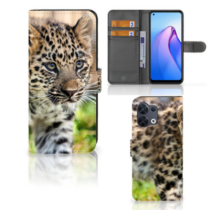 OPPO Reno8 Telefoonhoesje met Pasjes Baby Luipaard