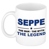 Seppe cadeau mok - man myth legend - naam koffiemok / beker - wit en blauw - 300 ml