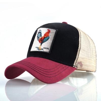 Katoenen geborduurde dierlijke Baseballcap (Red2 pik)