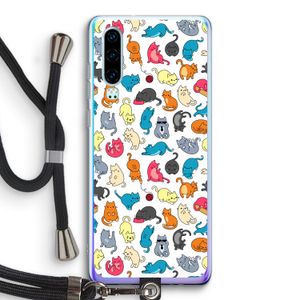 Kleurrijke katten: Huawei P30 Transparant Hoesje met koord