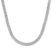 Gerhodineerd 925 Zilveren Collier met Panter Schakel - 43cm Draaglengte, 8mm Schakelbreedte