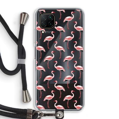 Flamingoprint groen: Huawei P40 Lite Transparant Hoesje met koord