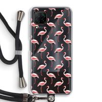 Flamingoprint groen: Huawei P40 Lite Transparant Hoesje met koord