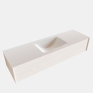 Badkamermeubel BWS Madrid Wit 150x45x30 cm Mat Witte Solid Surface Wastafel (1 kraangat)