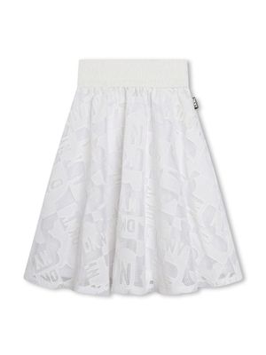 Dkny Kids jupe mi-longue plissée à empiècements en dentelle - Blanc