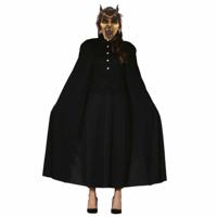 Halloween horror verkleedkleding set - Duivel masker - Cape zwart met capuchon