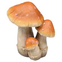 Decoratie huis/tuin beeldje paddenstoelen setje - boleet - bruin/wit - 11 x 20 cm   -