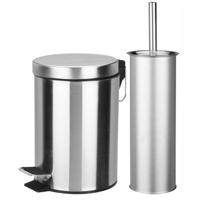 Badkamerset 2-delig - pedaalemmer 3 liter - toiletborstel - RVS