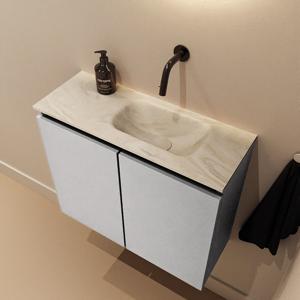 Toiletmeubel Mondiaz Ture Dlux | 60 cm | Meubelkleur Plata | Eden wastafel Ostra Rechts | Zonder kraangat