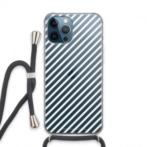 Strepen zwart-wit: iPhone 13 Pro Max Transparant Hoesje met koord