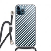 Strepen zwart-wit: iPhone 13 Pro Max Transparant Hoesje met koord