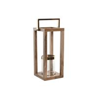 Kaarshouder Home ESPRIT Bruin Staal Mangohout 25 x 25 x 54 cm