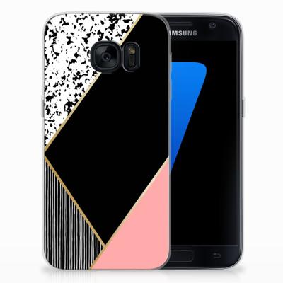 Samsung Galaxy S7 | TPU Hoesje | Zwart Roze Vormen
