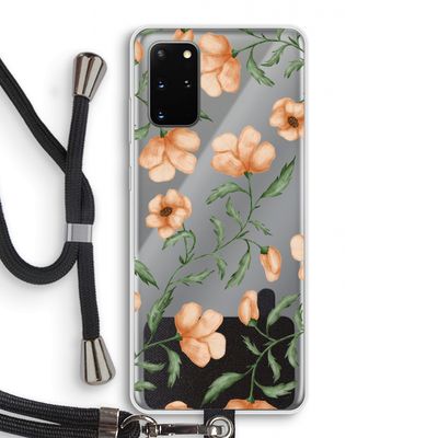 Peachy flowers: Samsung Galaxy S20 Plus Transparant Hoesje met koord