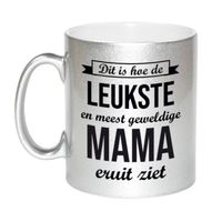 Leukste en meest geweldige mama cadeau mok / beker zilverglanzend 330 ml - feest mokken