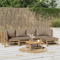 6-delige Loungeset met kussens bamboe taupe