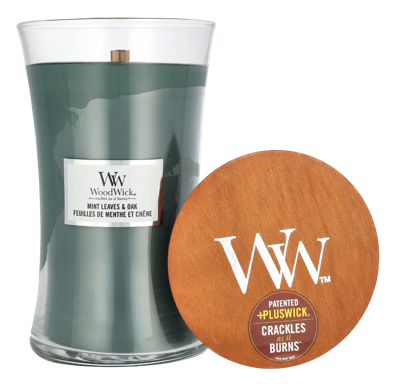 Woodwick Mint Leaves & Oak Large Hourglass Candle 0