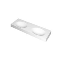 INK Smooth Wastafel Polystone Dubbel met 2 Kraangaten - 1400x450x90 mm - Mat Wit