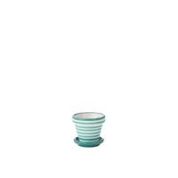 J-Line Flowerpot+Plate Granada Stripes Handmade+Painted Ceramic Aqu