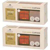 Raamverlichting - Set van 2x stuks - 200 x 140 cm - 280 led lampjes - extra warm wit - lichtgordijn