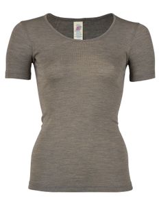 Dames T-Shirt Zijde Wol Engel Natur Kleur Walnut Maat 42/44 - Large