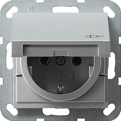 Gira 1-voudige wandcontactdoos randaarde, deksel aluminium