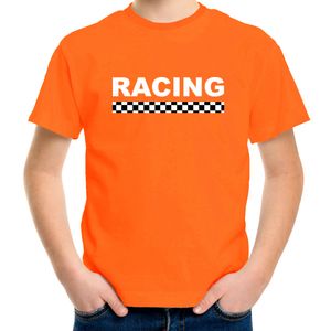 Racing coureur supporter / finish vlag t-shirt oranje voor kinderen 122-128 (S)  -