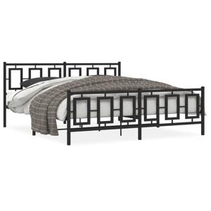 Bedframe met hoofd- en voeteneinde metaal zwart 183x213 cm