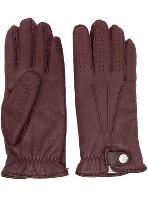 Brunello Cucinelli gants en cuir à détails de perforations - Rouge
