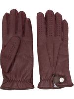 Brunello Cucinelli gants en cuir à détails de perforations - Rouge