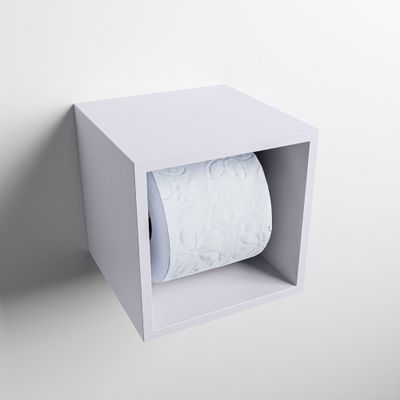 MONDIAZ Easy Toiletrolhouder CUBE 160 solid surface 16x16cm kleur Cale. Geschikt voor op en inbouw.