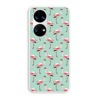 Flamingoprint groen: Huawei P50 Transparant Hoesje