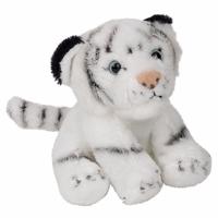 Pluche knuffeldier - tijger knuffel - wit - 15 cm - wilde bosdieren knuffels