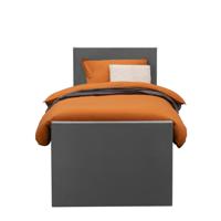 Leen Bakker - Boxspring Met Voetbord Liv Egaal - 90x200 Cm - Ronde Poot - Stof/Velvet - Grijs