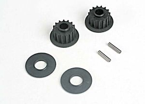 Pulleys, 15-groove (front/ rear) (2)/flanges (2)/ axle pins (2)