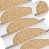 VidaXL Trapmatten 15 st 65x21x4 cm sisal halfrond groot