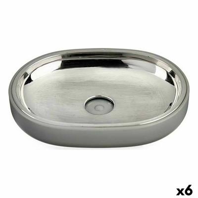 Zeepschaal Zilverkleurig Grijs Roestvrij staal Plastic 9,5 x 2,5 x 13 cm (6 Stuks)
