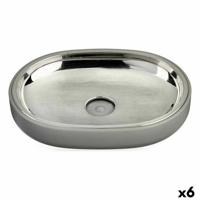 Zeepschaal Zilverkleurig Grijs Roestvrij staal Plastic 9,5 x 2,5 x 13 cm (6 Stuks)