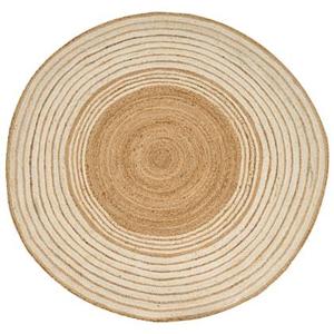 Beliani - MELEKLI - Laagpolig vloerkleed - Beige|Wit - ø 140 cm - Jute